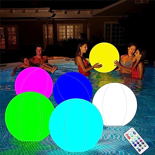 Gusengo Aufblasbarer LED Leuchtender Wasserball - 16 Farben Wasserball Mit Fernbedienung, Wasserball Für Pool Strand Meer Und Party Und Andere Outdoor-Aktivitäten, Kinder Pool Spielzeug, 40cm von Gusengo