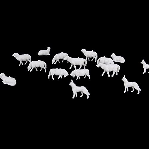 Gutshof miniaturen 20 STK. Tiere H0 Schafe & Hunde Modellbahnanlagen H0 1:87 Zubehör unbemalt von Gutshof miniaturen