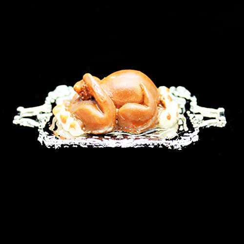 Puppenhaus Miniatur Lebensmittel Truthahn Brathähnchen Silbertablett 1:12 von Gutshof miniaturen