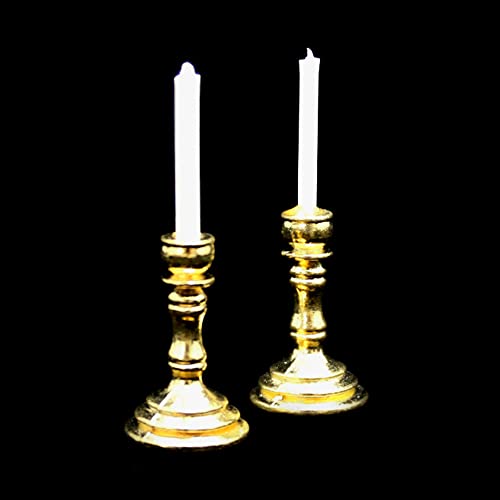 Puppenhaus Miniaturen Beleuchtung Kerzenständer golden Kerzen Dekor 1:12 von Gutshof miniaturen