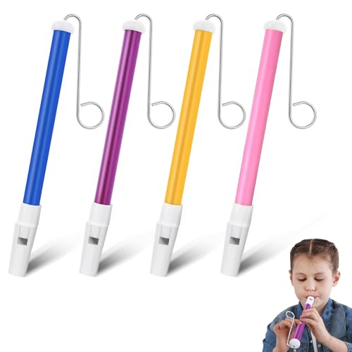 Guyode 4 Stück Slide Whistle Instrument Metallgleitflöte Schiebepfeife mit Edelstahl-Gleitstangen für Jungen und Mädchen, Kunststoff KIinder Lotusflöte zum Üben von Musik für Anfänger von Guyode