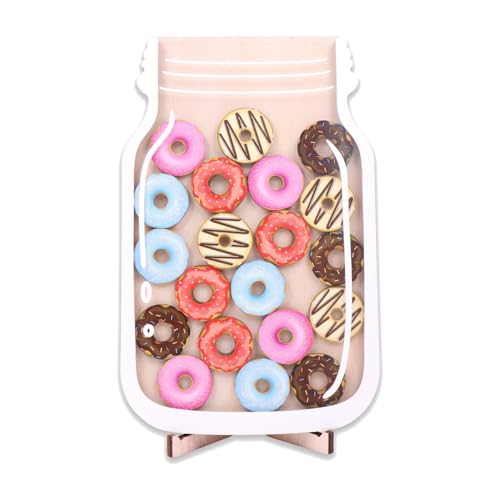 Classroom Reward Jar, Cute Donut Cartoon Incentive Jar, Wooden Funny Classroom Accessories, Safe Teacher Aid for Kindergartens, Schools, Homes, and Classrooms, 8.3x5.4inches von Gvblkq