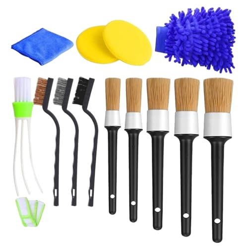 Gvblkq Car Cleaning Brush Set, Auto Detailing Kit, 13-Piece Vehicle Cleaning Tools, Soft Bristle Brushes, Scratch- Design, Multi- Use, Easy Grip Handles, Perfect for Wheels, Interior, Leather von Gvblkq