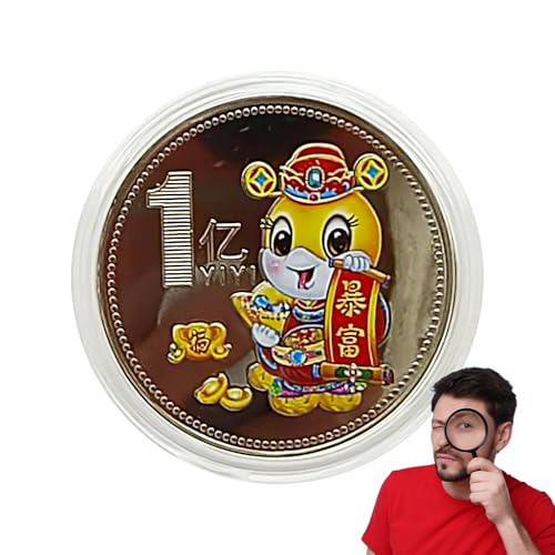 Gvblkq Collectible Keepsake Coin, Cute Cartoon Wealth Commemorative Iron Coin, Motivational Pocket Token for Rewards Collection Display, and Souvenir Gift, 4x4x0.2cm von Gvblkq