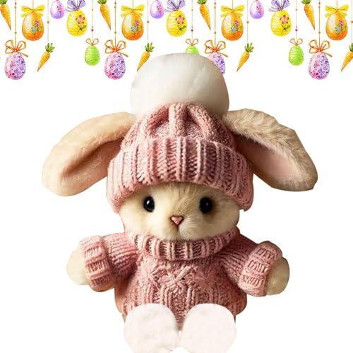 Gvblkq Cute Plush Toy with Inspirational Card, Handmade Rabbit Stuffed Animal, Small Easter Decorations, Emotional Support for Girls and Boys, Handmade with Love von Gvblkq