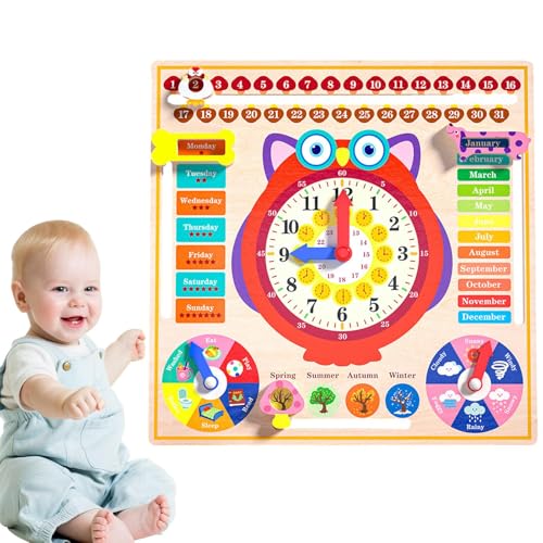 Gvblkq Learning Clock, Owl-Shaped Toy Clock, Wooden Toddler Calendar, Interactive Weather Station Forecast Calendar Board, Perfect for Early Childhood Development Gvblkq Learning Clock, Owl-Shaped Toy Clock, Wooden Toddler Calendar, Interactive Weather Station Forecast Calendar Board, Perfect for Early Childhood Development von Gvblkq