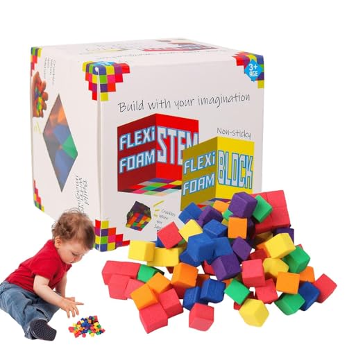 Gvblkq Soft Foam Blocks, Stacking Bricks for Sensory Play, Lightweight, Safe, Large Building Cubes, Easy to Clean, for Preschool, Kid Friendly and Home School Daycare Use, 3.15 x 3.15 inch Gvblkq Soft Foam Blocks, Stacking Bricks for Sensory Play, Lightweight, Safe, Large Building Cubes, Easy to Clean, for Preschool, Kid Friendly and Home School Daycare Use, 3.15 x 3.15 inch von Gvblkq