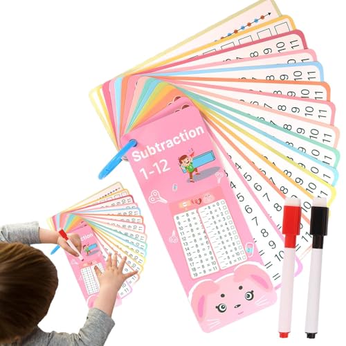 Math Cards, Addition Subtraction Multiplication Division Game, Dry Erase Double-Sided Educational Flash Cards, Hole Punched for Interactive Learning, Classroom, Homeschool von Gvblkq