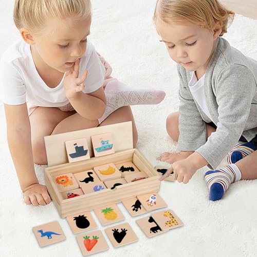 Shape Matching Game, Wooden Shadow Matching Puzzle Kids Toy, Logical Thinking Trainer, Patterns Learning, Fruit Recognition Activity, Cognitive Development Toy for Preschoolers von Gvblkq