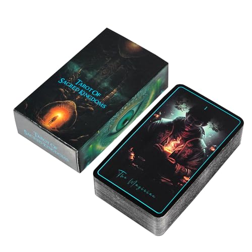 Tarot of Sacred Kingdoms Wahrsager-Deck, englisches Wahrsagungsset mit 78 Karten für spirituelle Lesungen und Partyspiele, Tarotkarten in Standardgröße für Schicksalsentdeckung, Meditation und von Gvblkq