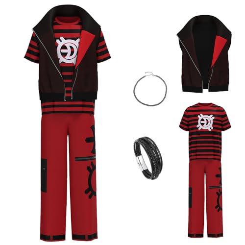 Gvnphal Zombies Victor Kostüm Vampire Cosplay Dawn Halloween Outfit Herren Freizeitjacke T-Shirt Hose Uniform, Rot 2, XXL von Gvnphal