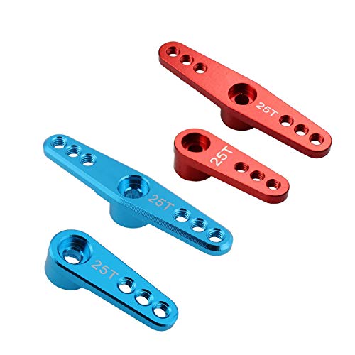 Gvvsjgdbis 2 Set 25T Aluminium RC Servo Arm Horn für Futaba Savox Xcore HD Power RC Werkzeuge, Rot und Blau von Gvvsjgdbis