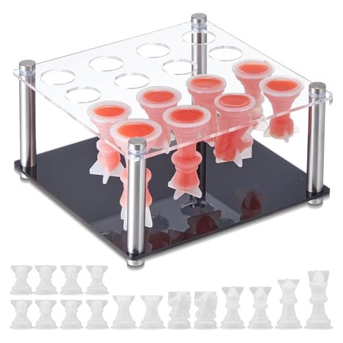 Gvvsjgdbis Schachfiguren-DIY-Set Beinhaltet 1 Schachfigurenhalter und 16 Schachformen für Epoxidharz, Metallhalter, Schachformen von Gvvsjgdbis