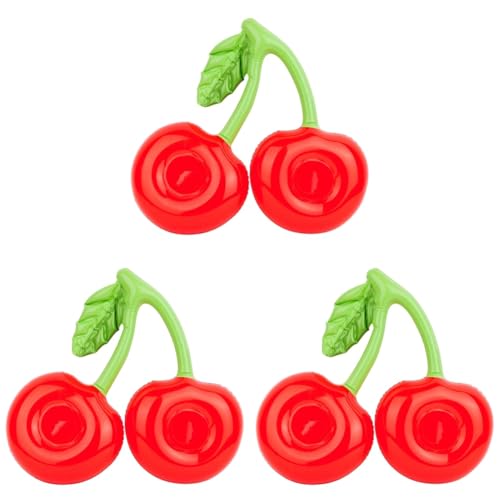 Gvvsjgdbis Schwimmender aufblasbarer Getränkehalter für Schwimmbad, Getränke, aufblasbarer Ring, Schwimmbad, Doppelmund, Kirsch-Becherhalter, 3 Stück von Gvvsjgdbis