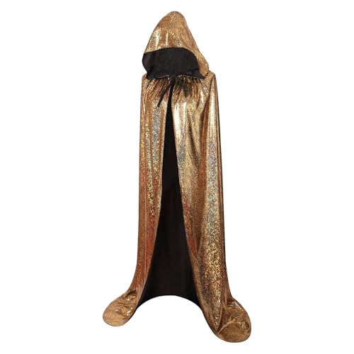 Gwezmxs Umhang Gold mit Kapuze, Lange Kapuzenumhang für Halloween, Karneval, Cosplay, Unisex Gwezmxs Umhang Gold mit Kapuze, Lange Kapuzenumhang für Halloween, Karneval, Cosplay, Unisex von Gwezmxs