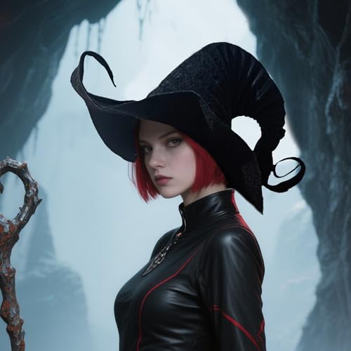 Gwezmxs Hexenhut Damen, Hexenkostüm Schick für Halloween/Karneval/Weihnachten/Cosplay-Party, Schwarz von Gwezmxs