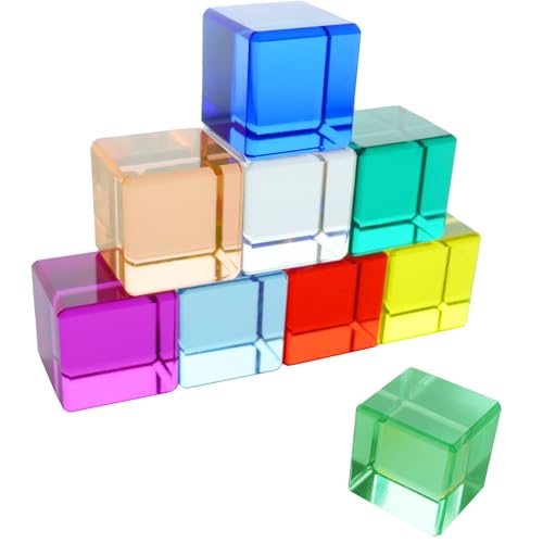 Gwezmxs Bunte‌ Acrylbausteine Kinder, Lichtbausteine Sensorik-Lernspielzeug ab 3 Jahren, Acrylic Building Block, 9 Stück von Gwezmxs