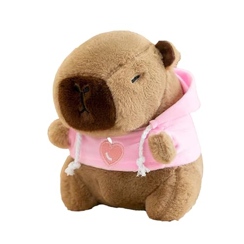 Gwezmxs Capybara Plush Spielzeug, Kabibara Kuscheltiere mit Rosa Kapuzenpullover‌, Geschenk für Jungen Mädchen von Gwezmxs