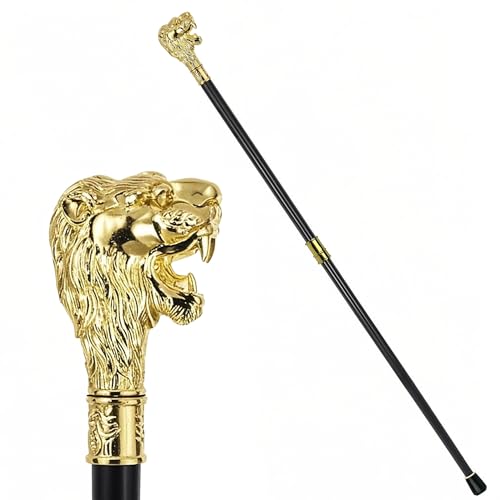Gwezmxs Gehstock Fasching, Zepter Kostüm Accessoire für Karneval, Cosplay, Halloween, Löwenkopf-Design, Golden, Costume Walking Cane Lion, 92cm Gwezmxs Gehstock Fasching, Zepter Kostüm Accessoire für Karneval, Cosplay, Halloween, Löwenkopf-Design, Golden, Costume Walking Cane Lion, 92cm von Gwezmxs