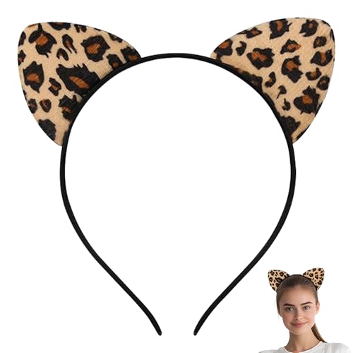Gwezmxs Leoparden Ohren für Damen/Erwachsene, Katzenohren-Haarreif Mottoparty-Karneval-Deko von Gwezmxs