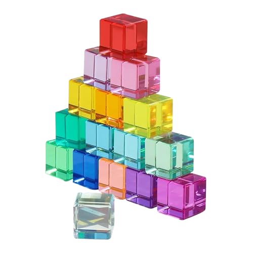 Gwezmxs Regenbogen Jelly Blocks aus Acryl – Sensory Toys für Kinder, 16 Bunte Sensorik-Bauklötze ab 3 Jahren von Gwezmxs