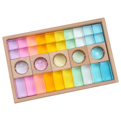 Gwezmxs Regenbogen Jelly Blocks aus Acryl – Sensory Toys für Kinder, 35 Bunte Klang Bausteine ab 3 Jahren von Gwezmxs