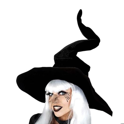 Gwezmxs Zauberer Hut mit Gebogener Unisex, Bekleidungszubehör für Halloween/Hexer-Cosplay, Schwarz von Gwezmxs