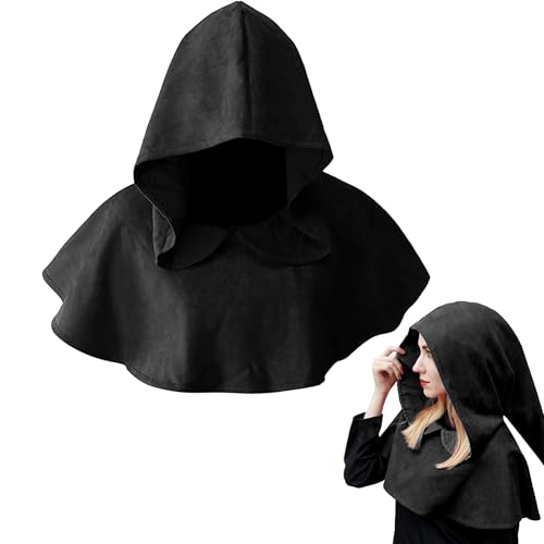 Gwezmxs Zauberer Hut Mittelalter, Schwarzer Kurz Umhang mit Kapuze für Cosplay, Halloween, Karneval, Unisex Gwezmxs Zauberer Hut Mittelalter, Schwarzer Kurz Umhang mit Kapuze für Cosplay, Halloween, Karneval, Unisex von Gwezmxs