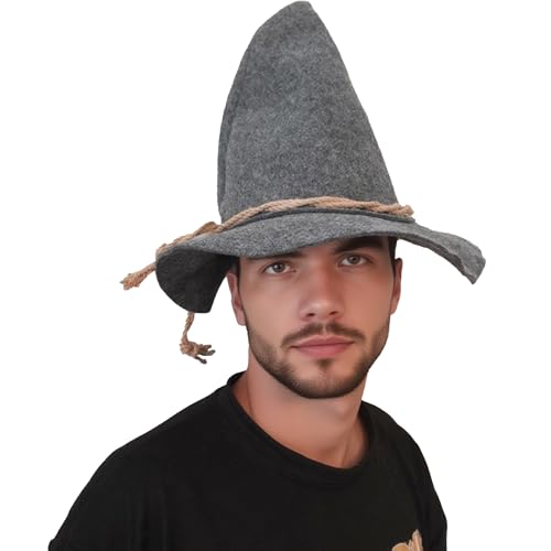 Gwezmxs Zaubererhut mit Gebogener Unisex, Hexer-Cosplay/Halloween Party Dressing Zubehör für Erwachsene, Grau - Vogelscheuchenhut Gwezmxs Zaubererhut mit Gebogener Unisex, Hexer-Cosplay/Halloween Party Dressing Zubehör für Erwachsene, Grau - Vogelscheuchenhut von Gwezmxs