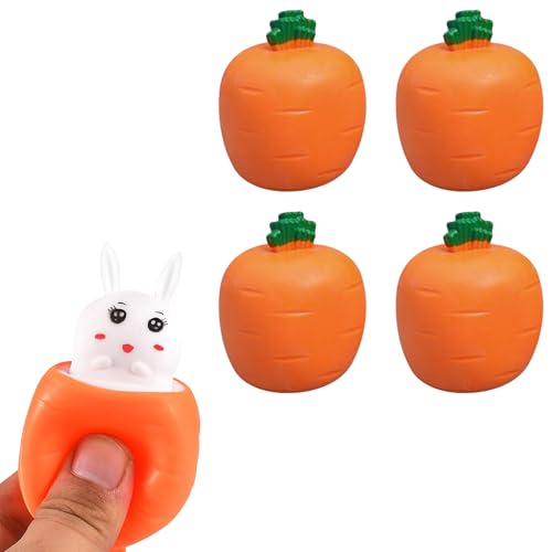 Gwezmxs Squeeze Toy, Squishy Hase Quetschtiere, Quetsch Spielzeug Stress, Pop Up Carrot Bunny, 4 Stück von Gwezmxs