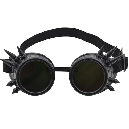 Gwezmxs Steampunk Brille, Gläser Verstellbare Größe, Halloween/Karneval/Cosplay Accessoire, Schwarz von Gwezmxs