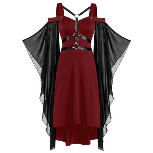 Gwnauz Halloween Kostüm Damen Gothic Kleid Kurz - Mittelalter Gebundene Taille Erwachsene Vampir Schwarz Renaissance Gotisch Minikleid Trompetenärmel für Halloween Karneval Gwnauz Halloween Kostüm Damen Gothic Kleid Kurz - Mittelalter Gebundene Taille Erwachsene Vampir Schwarz Renaissance Gotisch Minikleid Trompetenärmel für Halloween Karneval von Gwnauz