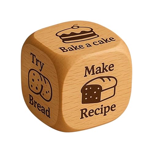Gwtdtoad Back Würfel Lustiger Back Entscheidungswürfel Aus Holz, Gravierter Holz-Koch Aktivitätswürfel Küchenwürfel Für Partys, Bäckereien, Familienfeiern, Verabredungen 5 X 5 cm von Gwtdtoad