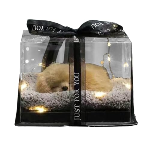 Gwtdtoad Realistische Tierpuppen,Quietschender Welpe Plüschtier | Interaktives Deko-Modell Für Wohnzimmer Schlafzimmer Schreibtisch Heimdekoration von Gwtdtoad