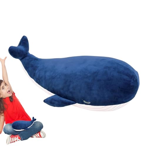 Gwtdtoad Wal Plüschtier Cartoon Blauwal Plüschkissen Plüsch Kuscheltier Groß Weich Umarmungskissen Tierkissen Für Kinderzimmer, Schlafzimmer, Wohnzimmer, Sofa 25x8x8cm von Gwtdtoad