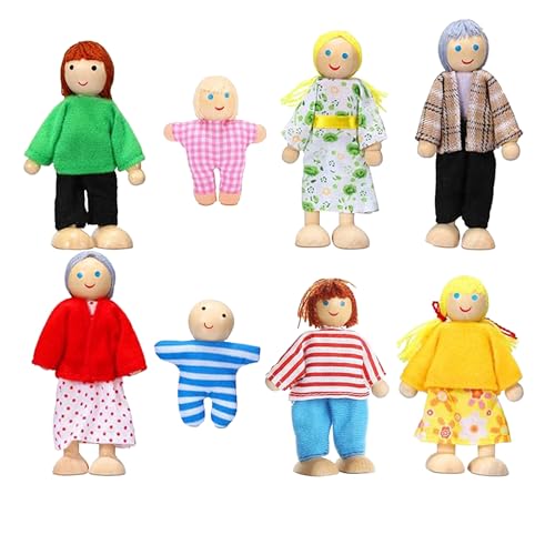 Gxdamxz Puppen für Puppenhaus Figuren Biegepuppen, Dollhouse Zubehör Familie Set Holz für Kinder, 8 Stück Gxdamxz Puppen für Puppenhaus Figuren Biegepuppen, Dollhouse Zubehör Familie Set Holz für Kinder, 8 Stück von Gxdamxz