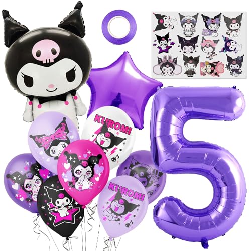 11 Stück Kuromi Party Decorations, Geburtstagsdeko Mädchen 5 Jahre, Kuromi Luftballons Set, Kindergeburtstag Folienballon, für 5 Jahre Kindergeburtstag Partydeko 11 Stück Kuromi Party Decorations, Geburtstagsdeko Mädchen 5 Jahre, Kuromi Luftballons Set, Kindergeburtstag Folienballon, für 5 Jahre Kindergeburtstag Partydeko von Gxhong
