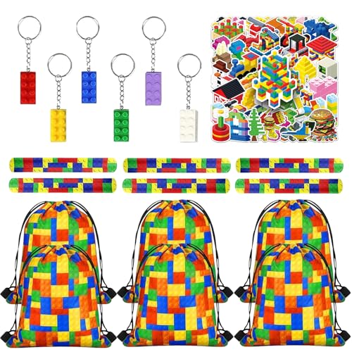 68Pcs Bausteine Geburtstag Mitgebsel Set, mit Bausteine Kordelzugbeutel, Bausteine Schlüsselanhänger, Schnapparmband, Aufkleber, Partytüten, Bausteine Party Gastgeschenk für Kinder Jungen Mädchen 68Pcs Bausteine Geburtstag Mitgebsel Set, mit Bausteine Kordelzugbeutel, Bausteine Schlüsselanhänger, Schnapparmband, Aufkleber, Partytüten, Bausteine Party Gastgeschenk für Kinder Jungen Mädchen von Gxhong