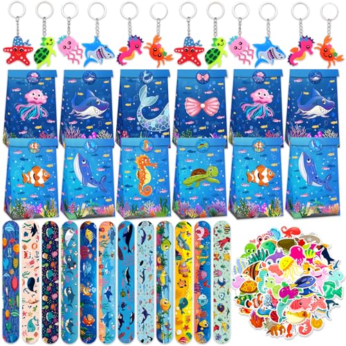 86Pcs Meerestiere Kindergeburtstag Party Mitgebsel, Geschenktüte Party Klatschen Armbandr Schlüsselanhänger Aufkleber, Meerestiere Kinderparty Geschenke, für Mädchen Jungen Geburtstags geschenk 86Pcs Meerestiere Kindergeburtstag Party Mitgebsel, Geschenktüte Party Klatschen Armbandr Schlüsselanhänger Aufkleber, Meerestiere Kinderparty Geschenke, für Mädchen Jungen Geburtstags geschenk von Gxhong