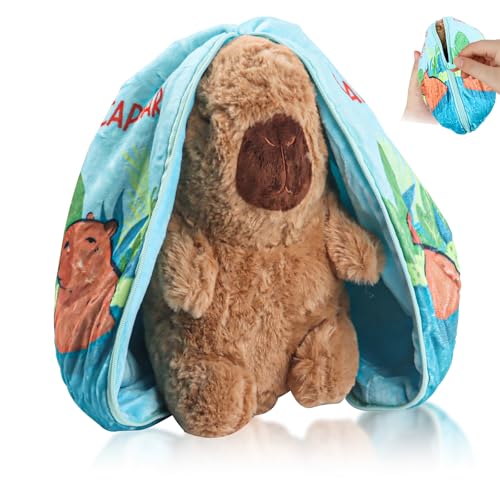 Capybara Plüschtier, 25cm Verstecken Kuscheltier - Kawaii Stofftier, Wendbar, Plüschfigur, Geschenke für Babys, Jungen, Mädchen, Kinder, Geburtstag, Weihnachten von Gxhong