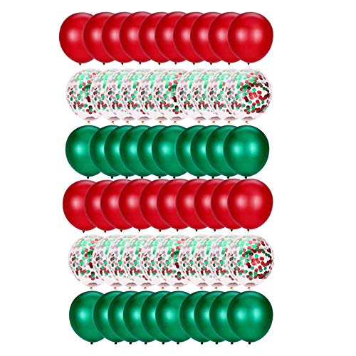 Gxhong 80 Stück Luftballons Rot Grün, 12 Zoll Weihnachten Luftballons, Xmas Deko Konfetti Luftballons Bunte Ballons Christmas Party Luftballons Helium Latex Luftballons von Gxhong