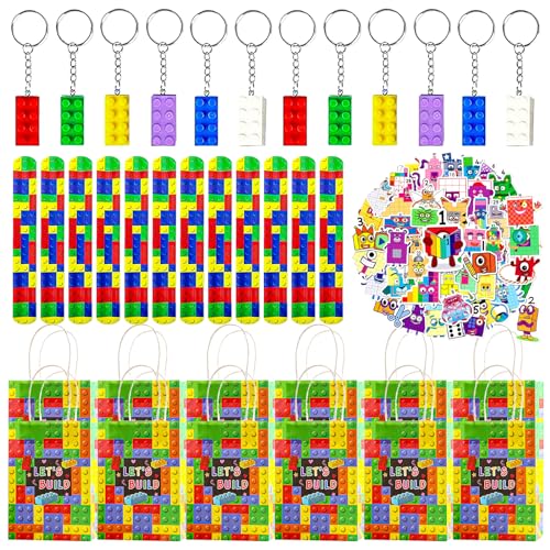 Gxhong 86 Stück Bauklötze Party Mitgebsel, Jungen Bausteine Party, 12 Geschenktüten, 12 Kinder Slap Armbänder, 12 Schlüsselanhänger Bausteine, 50 Aufkleber, Geburtstag Mitgebsel für DIY Blöcken Themen Gxhong 86 Stück Bauklötze Party Mitgebsel, Jungen Bausteine Party, 12 Geschenktüten, 12 Kinder Slap Armbänder, 12 Schlüsselanhänger Bausteine, 50 Aufkleber, Geburtstag Mitgebsel für DIY Blöcken Themen von Gxhong