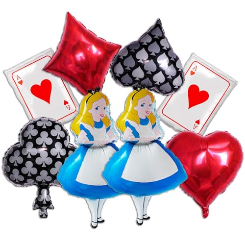 Gxhong 8Pcs Alice Geburtstag Party Ballon, Casino Folienballon, Poker Herz-Ass Kinder Deko Luftballons, Alice Helium Bunte Luftballons Set, für Jungen Mädchen Casino Thema Party Dekoration Gxhong 8Pcs Alice Geburtstag Party Ballon, Casino Folienballon, Poker Herz-Ass Kinder Deko Luftballons, Alice Helium Bunte Luftballons Set, für Jungen Mädchen Casino Thema Party Dekoration von Gxhong