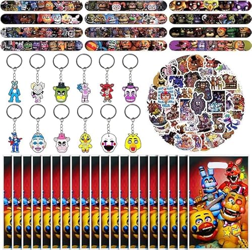 Gxhong FNAF Party Mitgebsel Set, Five Ni-ghts at Fre-ddy's Mitgebsel Geburtstag, 12 Slap Armbänder, 12 Schlüsselanhänger, 20 Plastiktüten, 50 Aufkleber, Party Geschenke für Jungen und Mädchen Gxhong FNAF Party Mitgebsel Set, Five Ni-ghts at Fre-ddy's Mitgebsel Geburtstag, 12 Slap Armbänder, 12 Schlüsselanhänger, 20 Plastiktüten, 50 Aufkleber, Party Geschenke für Jungen und Mädchen von Gxhong