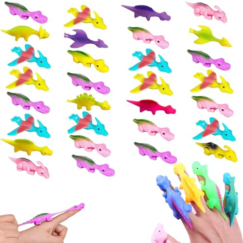 Gxlaihly 30 Stück Schleuder Dinosaurier, Slingshot Dinosaur Finger Toys,Dinosaur Finger Toys,Fliegender Finger-Dinosaurier, Dinosaurier Party Spielzeug für Kinder,Zufällige Farbe (30PCS) von Gxlaihly