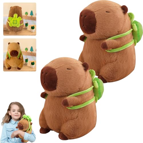 Gxlaihly 2 Stück Capybara Plüschtier, 23cm Capybara Kuscheltier, Niedlichen Capybara Plushies, Capybara Tragende Schildkröte, Capybara-Plüschtier Weiches Plüsch-Wohndekor von Gxlaihly