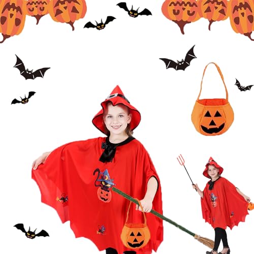 Gxlaihly Kind kürbis fledermaus kostüm,Halloween Fledermaus Kostüm Kinder,Kinder Fledermaus Umhang Kostüme,Wizard cape witch umhang,mit hut unt Kürbis Candy Bag,für Kinder Jungen Mädchen Cosplay(Rot) Gxlaihly Kind kürbis fledermaus kostüm,Halloween Fledermaus Kostüm Kinder,Kinder Fledermaus Umhang Kostüme,Wizard cape witch umhang,mit hut unt Kürbis Candy Bag,für Kinder Jungen Mädchen Cosplay(Rot) von Gxlaihly
