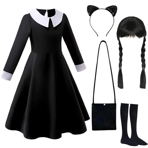 Gxlaihly Kinder Mittwoch Kostüm, Gotisch Prinzessin Schwarz Kleid Halloween Karneval Familie Cosplay Kostüm (Black 2, 110 (3-4 Jahre)) Gxlaihly Kinder Mittwoch Kostüm, Gotisch Prinzessin Schwarz Kleid Halloween Karneval Familie Cosplay Kostüm (Black 2, 110 (3-4 Jahre)) von Gxlaihly