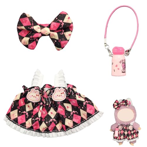 Gxlaihly Kleidung für Labub Puppe, Plüsch Puppenkleidung, Puppenkleidung, Kleidung für Puppe, Kleidung für 17 cm große Puppe (Rosa Rock (ohne Plüschspielzeug)) von Gxlaihly