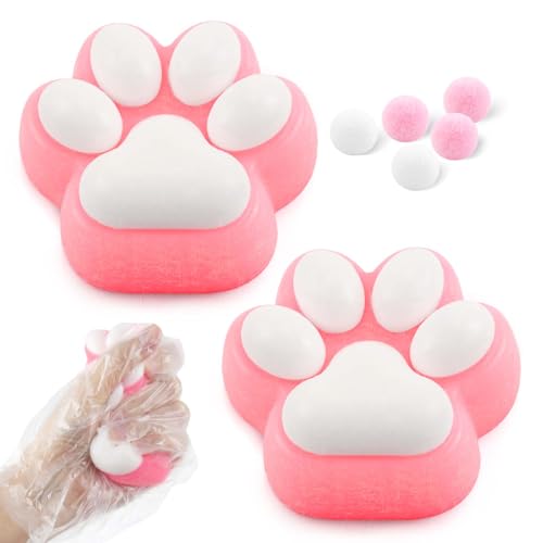 Gytera 2 Stücke Katzenpfote Stressball, Anti Stress Spielzeug Bälle, Antistressbälle für Kinder Erwachsene, Stressball Erwachsene Stressball Kinder Anti Stress Bälle von Gytera